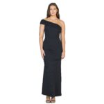 24seven Comfort Apparel Formal One Shoulder Rouched Mermaid Maxi Dress