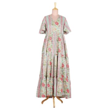 NOVICA Cotton maxi dress Floral Symphony
